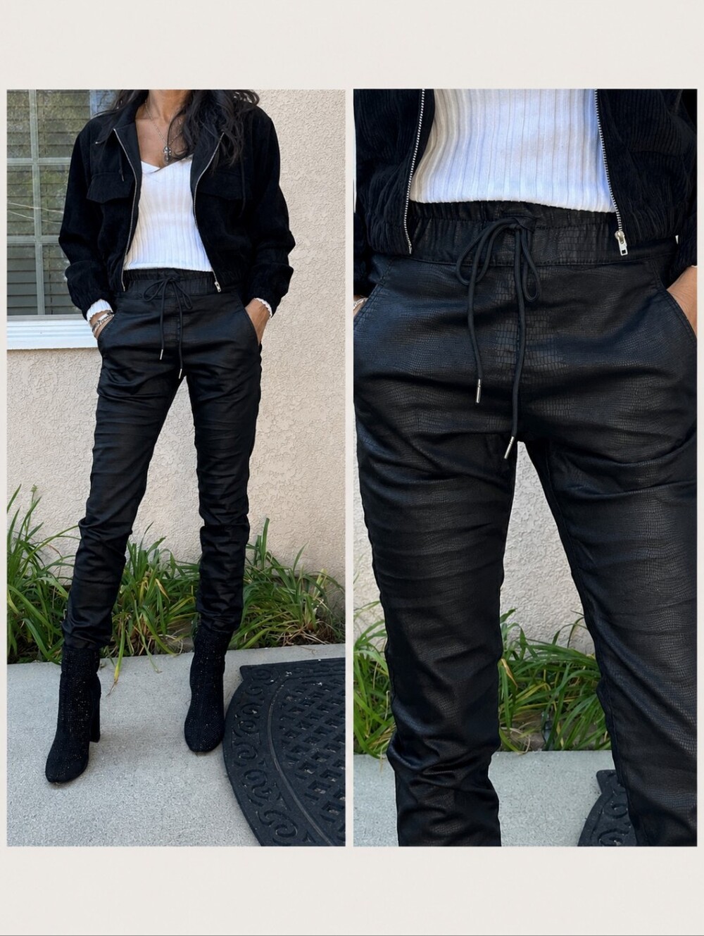 Bevy Flog Shely Black Snake Drawstring Pant 30